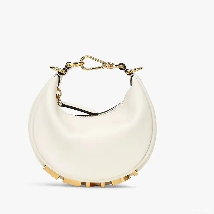 Vintage HOT Calf Bag Hobo Fendi Leather In Fendigraphy White Nano 0429